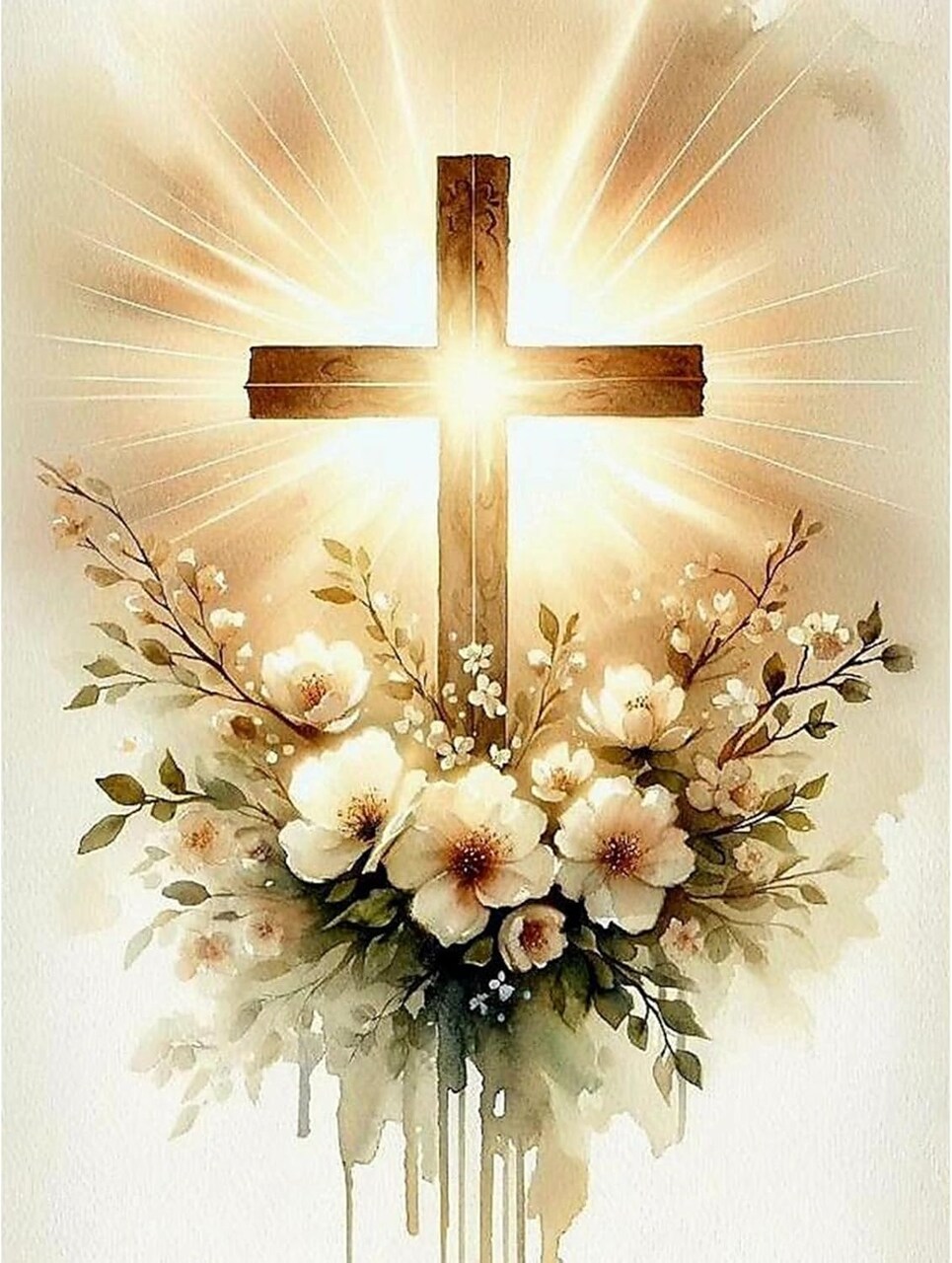 Religious Cross Diamond Art Kits for Adults, Jesus Christ Cross 5D Diamond Painting Kit for Beginners, DIY Round Full Drill Painting with Gem Art Craft Kits for Home Wall Decor 12x 16 Inch